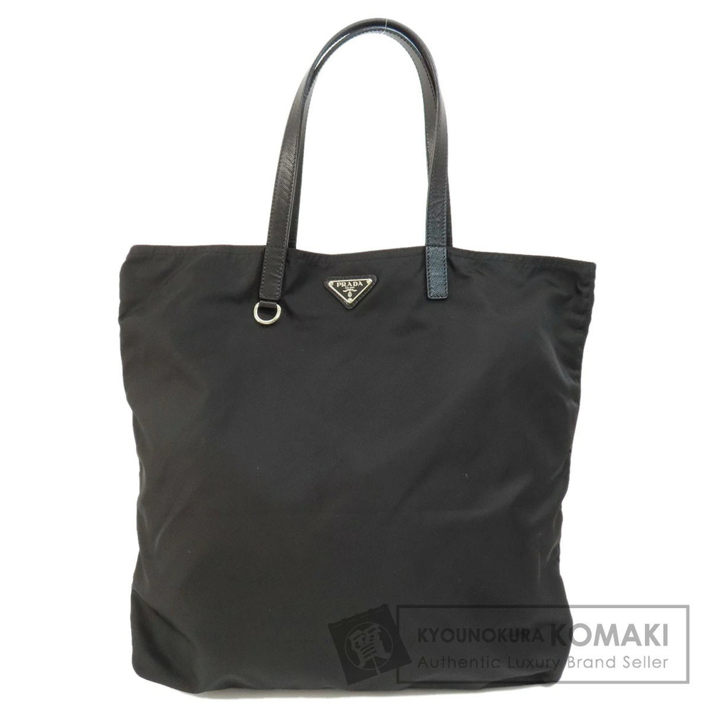 Prada Tessuto shoulder bag signature enameled rolled leather Black
